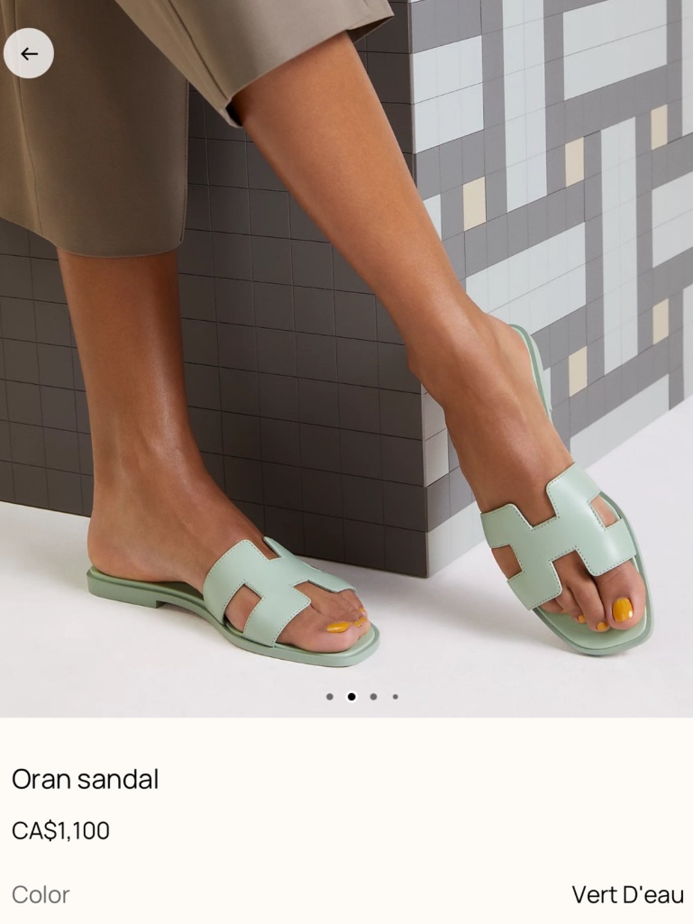 HERMES Oran Mint Green Slide Sandals 38.5 - Picture 5 of 11